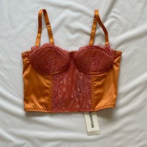 Urban Outfitters Brand New Orange & Pink Silk and Satin Corset NWT